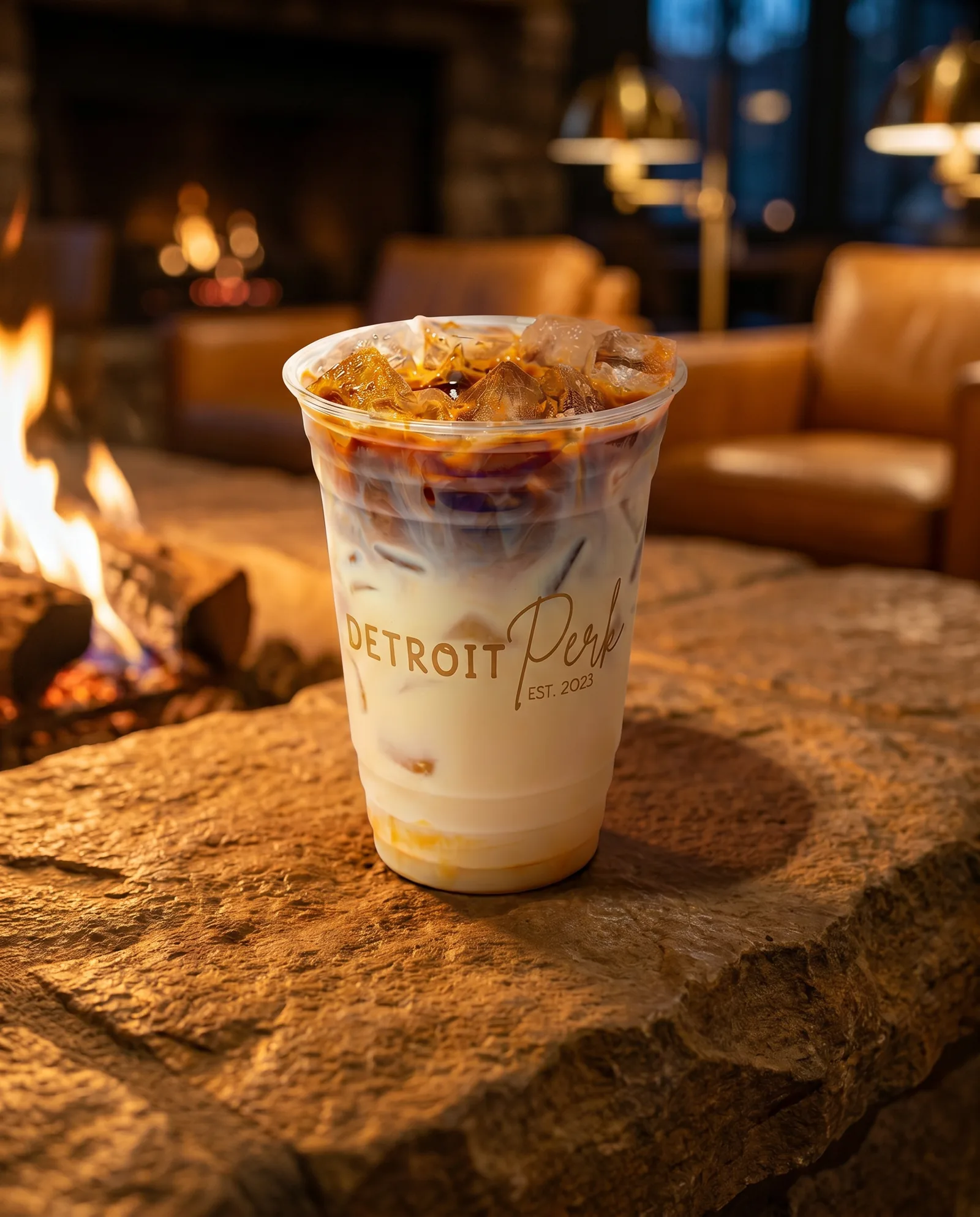 Detroit Perk fireplace lounge